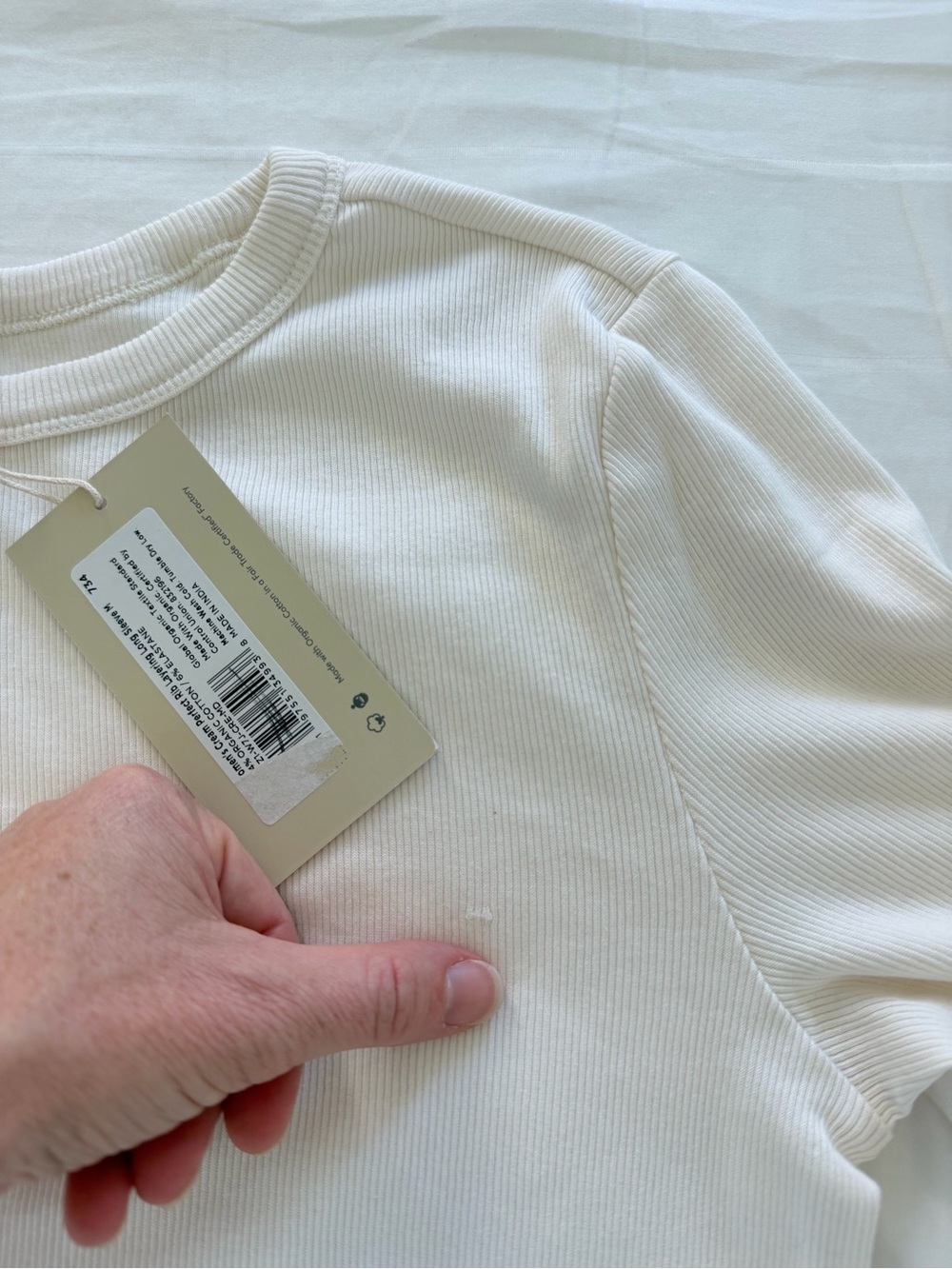 NWT Pact Perfect Rib Layering Long Sleeve Cream Organic Cotton Medium - Picture 4 of 6